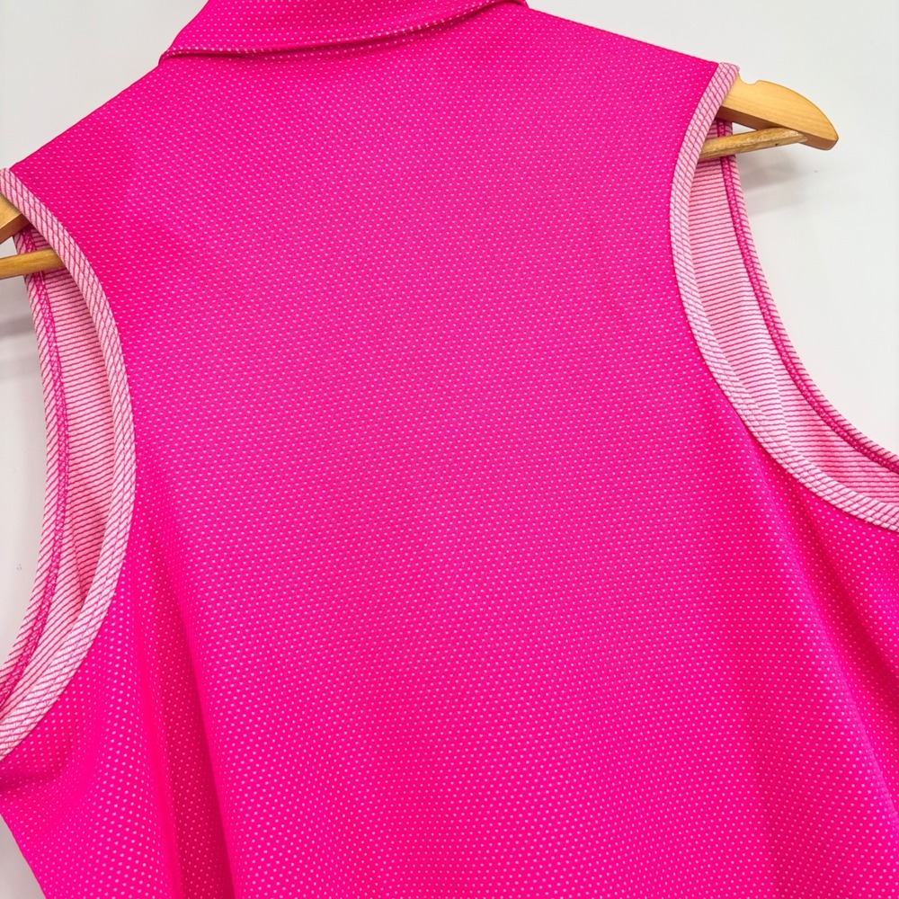 Adidas Golf Women Polo XL Collared Performance Sleeveless Pink Dot Athletic Top - Picture 4 of 9